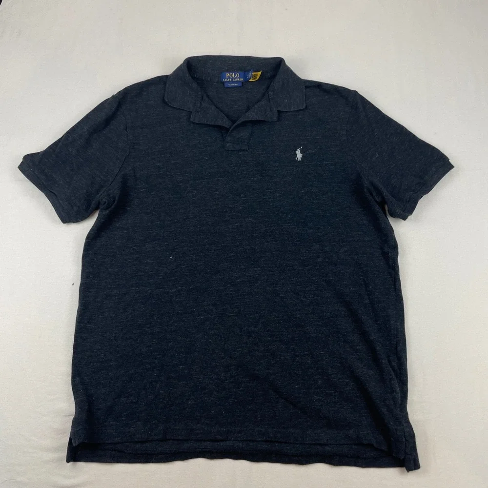 Polo Ralph Lauren Mens Classic Fit Short Sleeve Polo Shirt Gray Heather Large